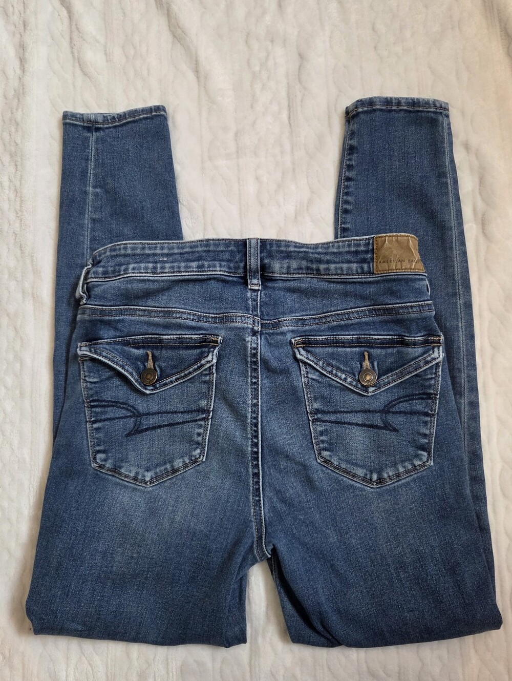 American Eagle Women's Blue Casual Jeggings With Button Detailing 6 Short - Picture 4 of 6